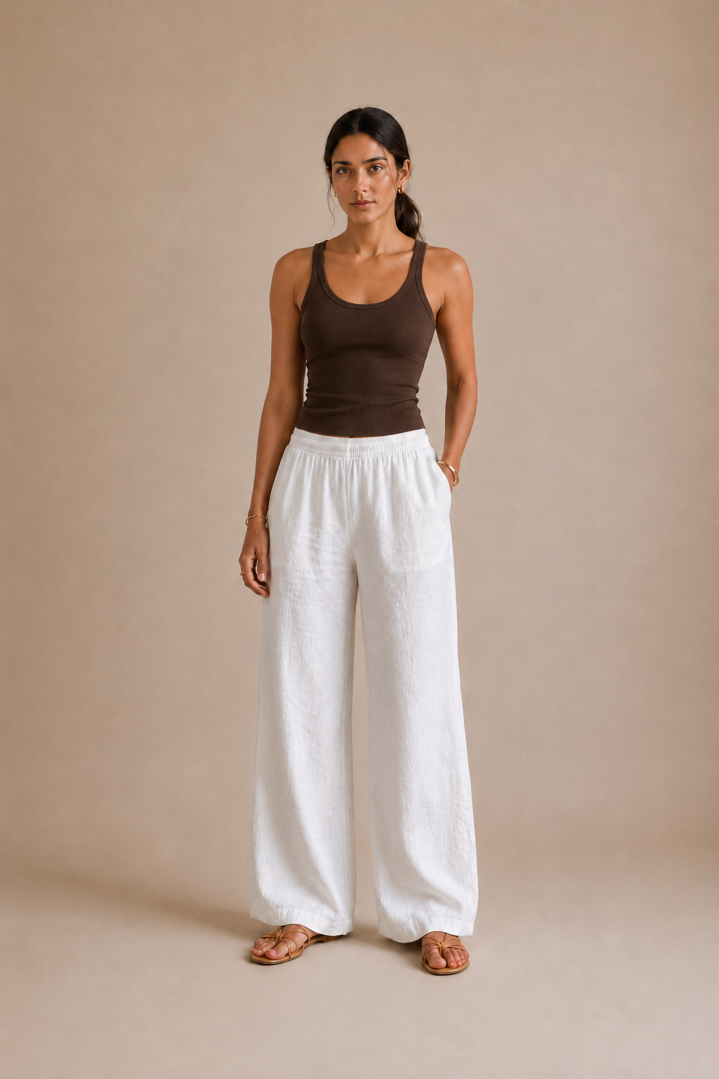Ribbed Knit Tank - Dark Coffee front [[c:dark coffee]]