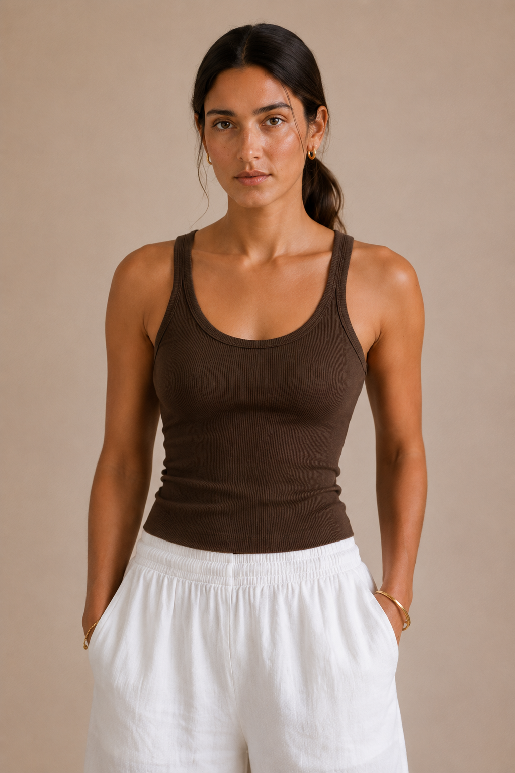 Ribbed Knit Tank - Dark Coffee view [[c:dark coffee]]