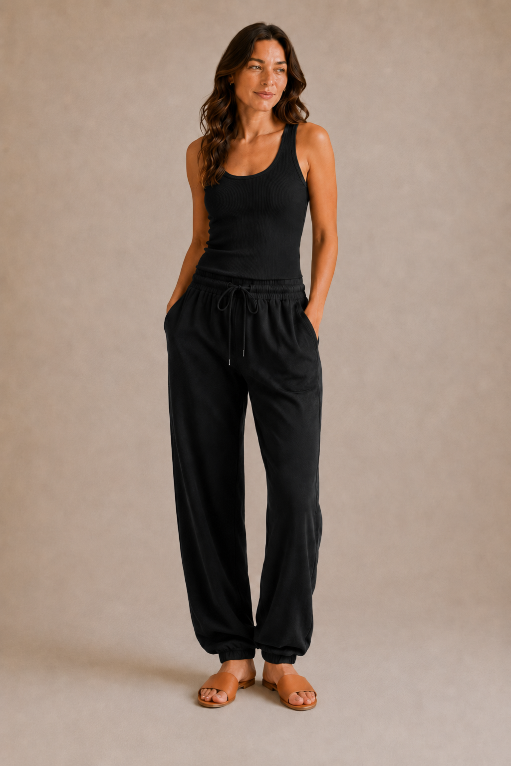 Ribbed Knit Tank - Black front [[c:black]]