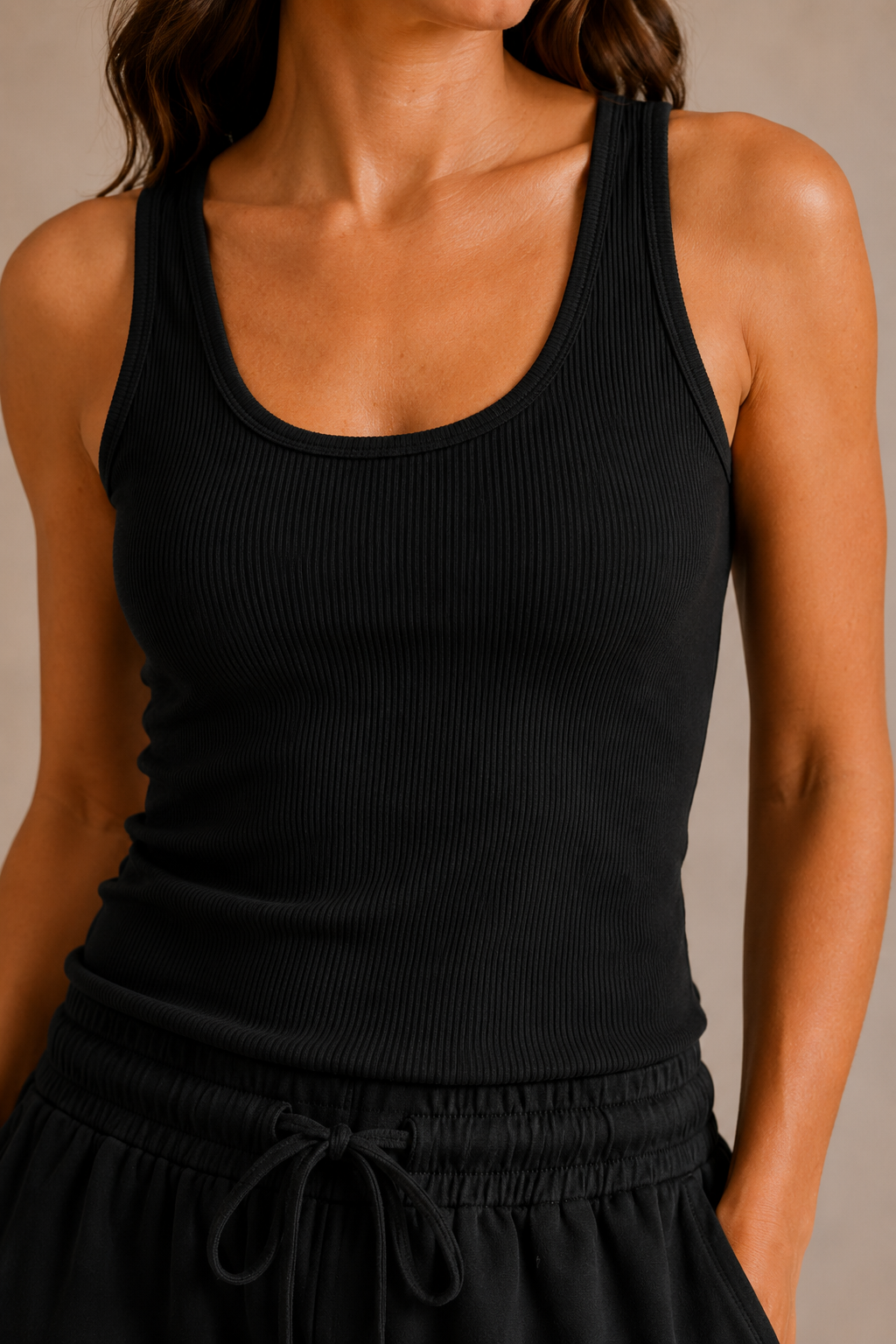 Ribbed Knit Tank - Black view [[c:black]]