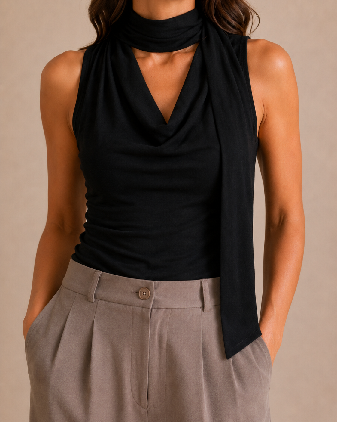 V-Neck Sleeveless Tank - Black view [[c:black]]