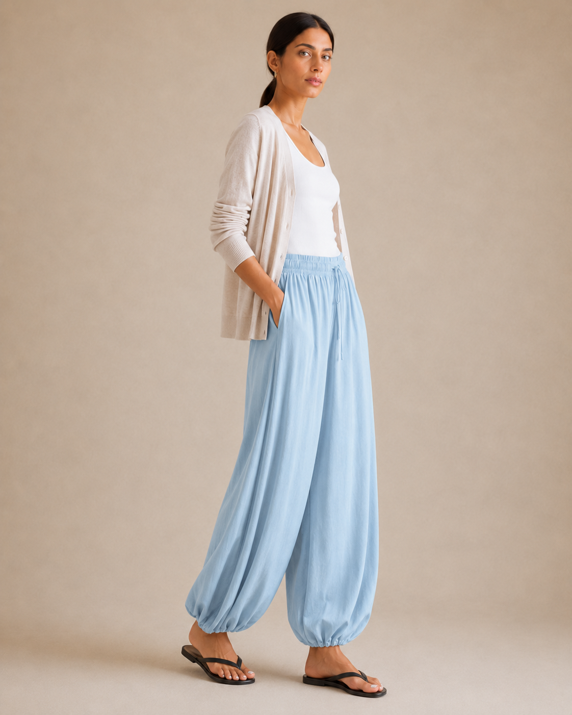 Pleated Balloon Trouser - Blue view [[c:blue]]