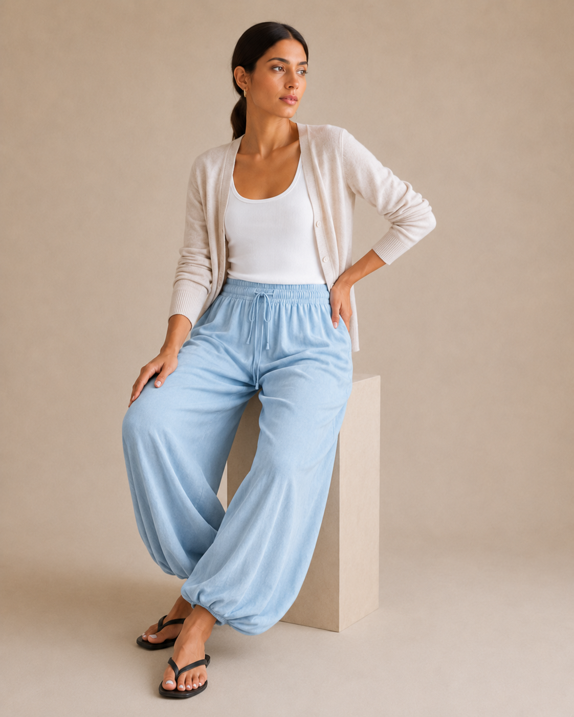 Pleated Balloon Trouser - Blue view [[c:blue]]
