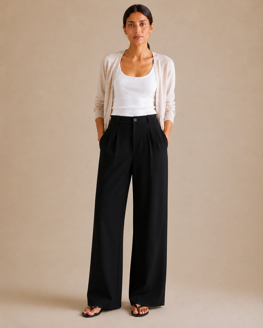 High-Waist Wide-Leg Trouser - Black front [[c:black]]