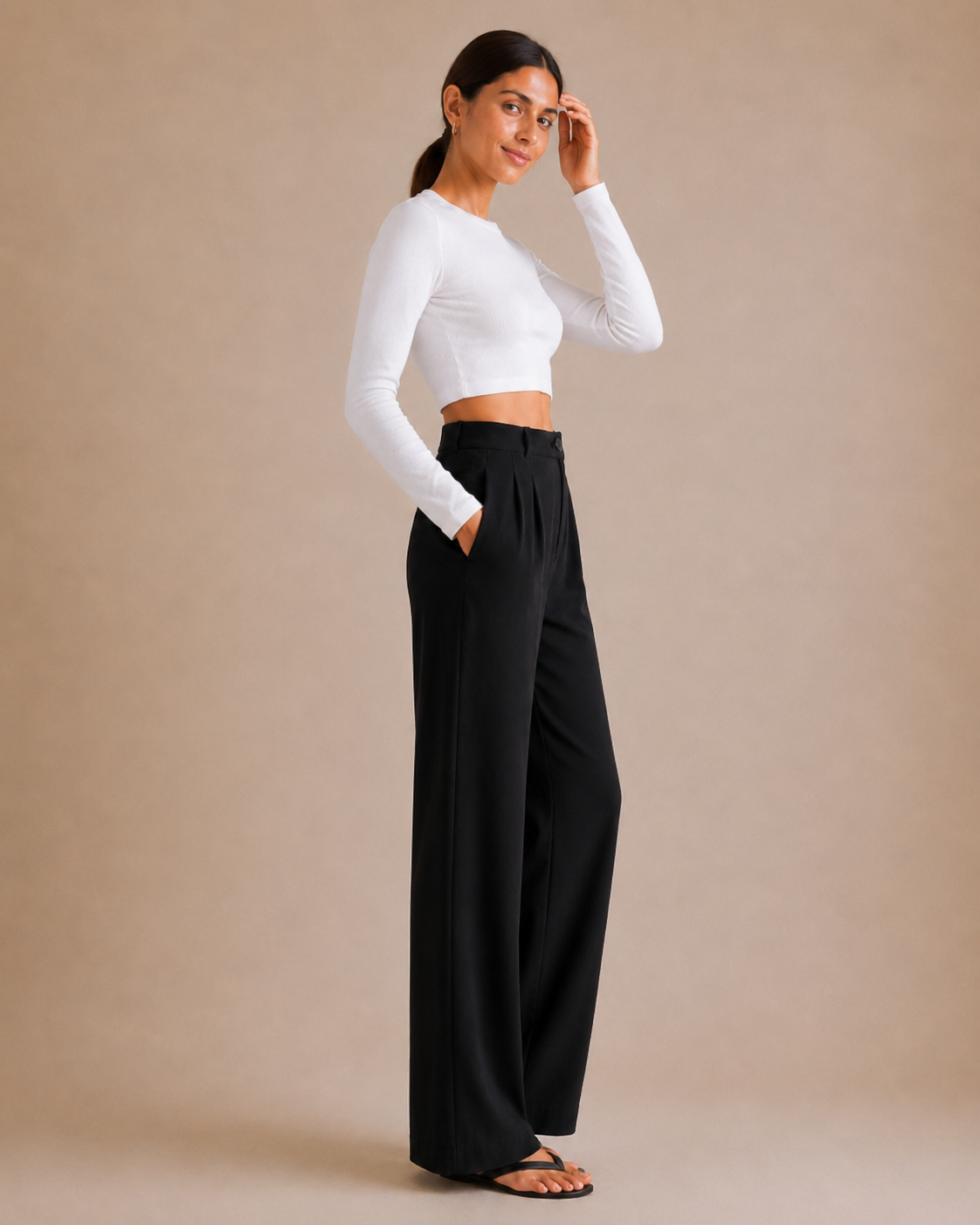 High-Waist Wide-Leg Trouser - Black angle [[c:black]]