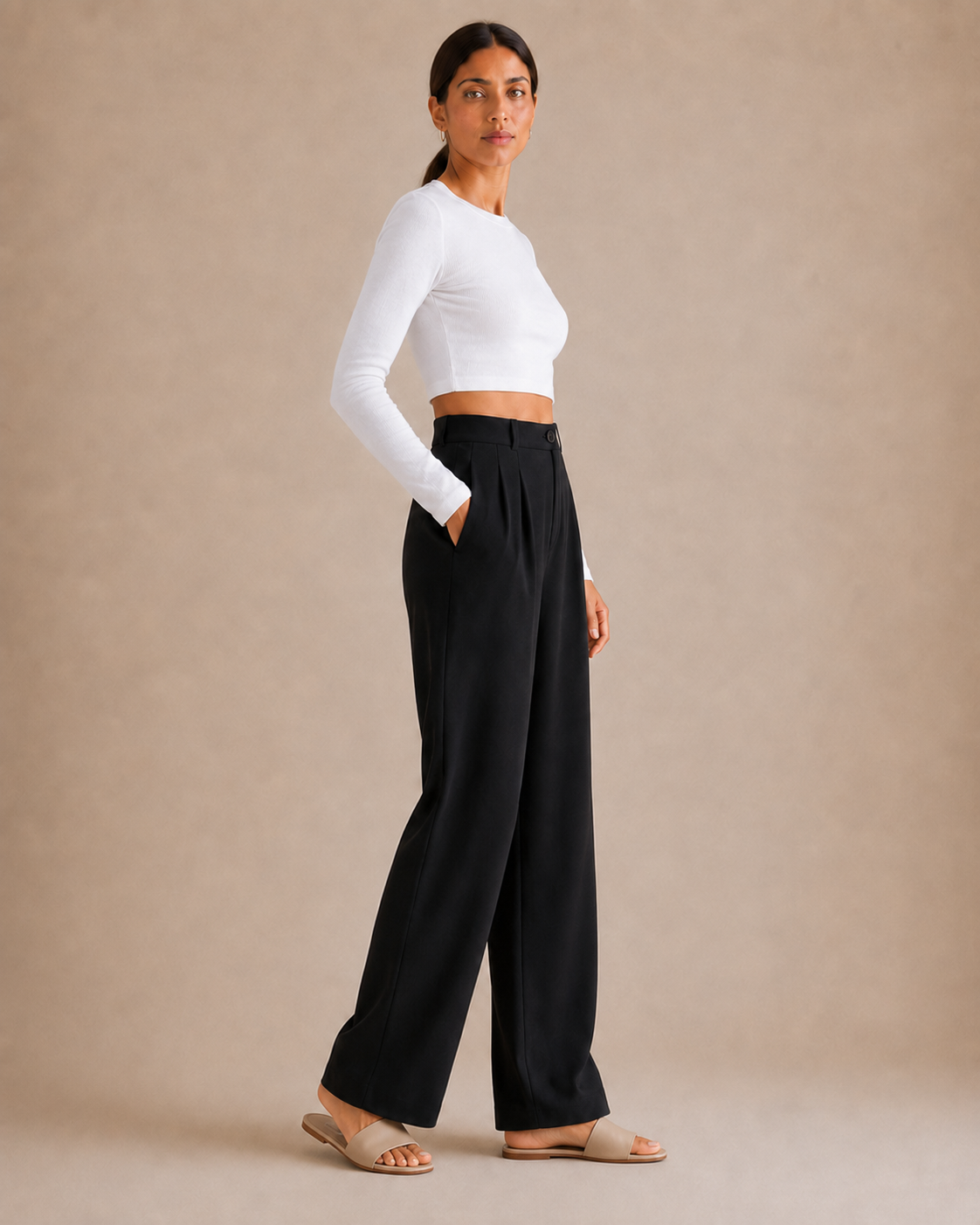 High-Waist Wide-Leg Trouser - Black walk [[c:black]]