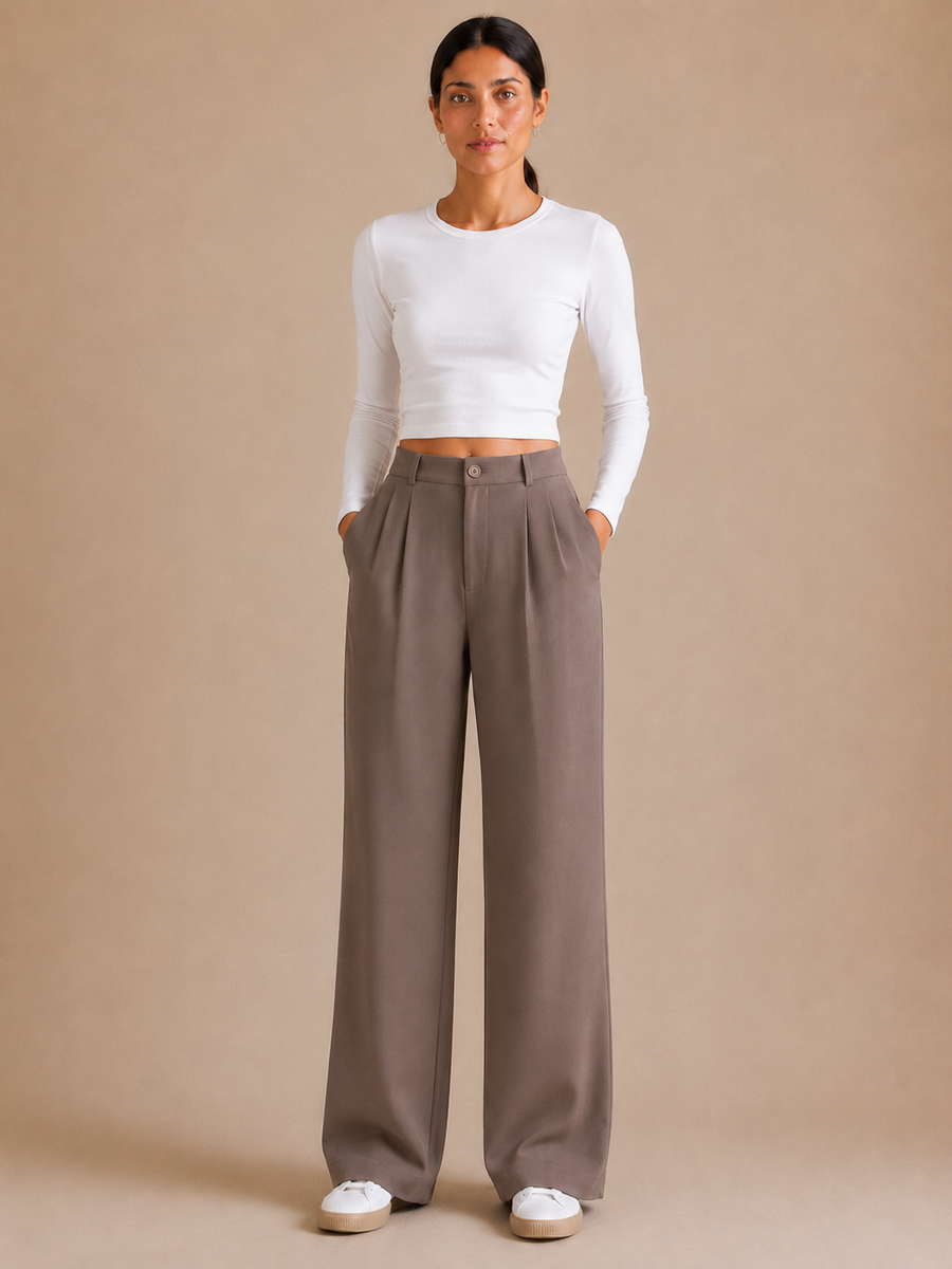 High-Waist Wide-Leg Trouser - Camel front [[c:camel]]