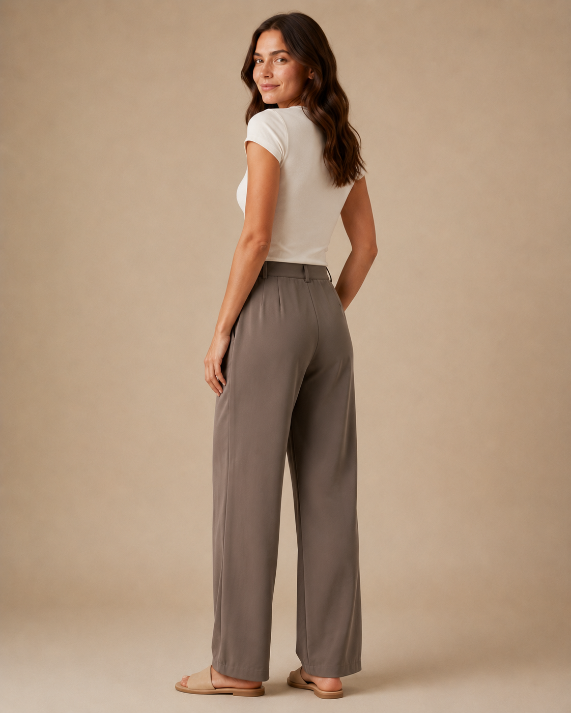 High-Waist Wide-Leg Trouser - Camel back [[c:camel]]