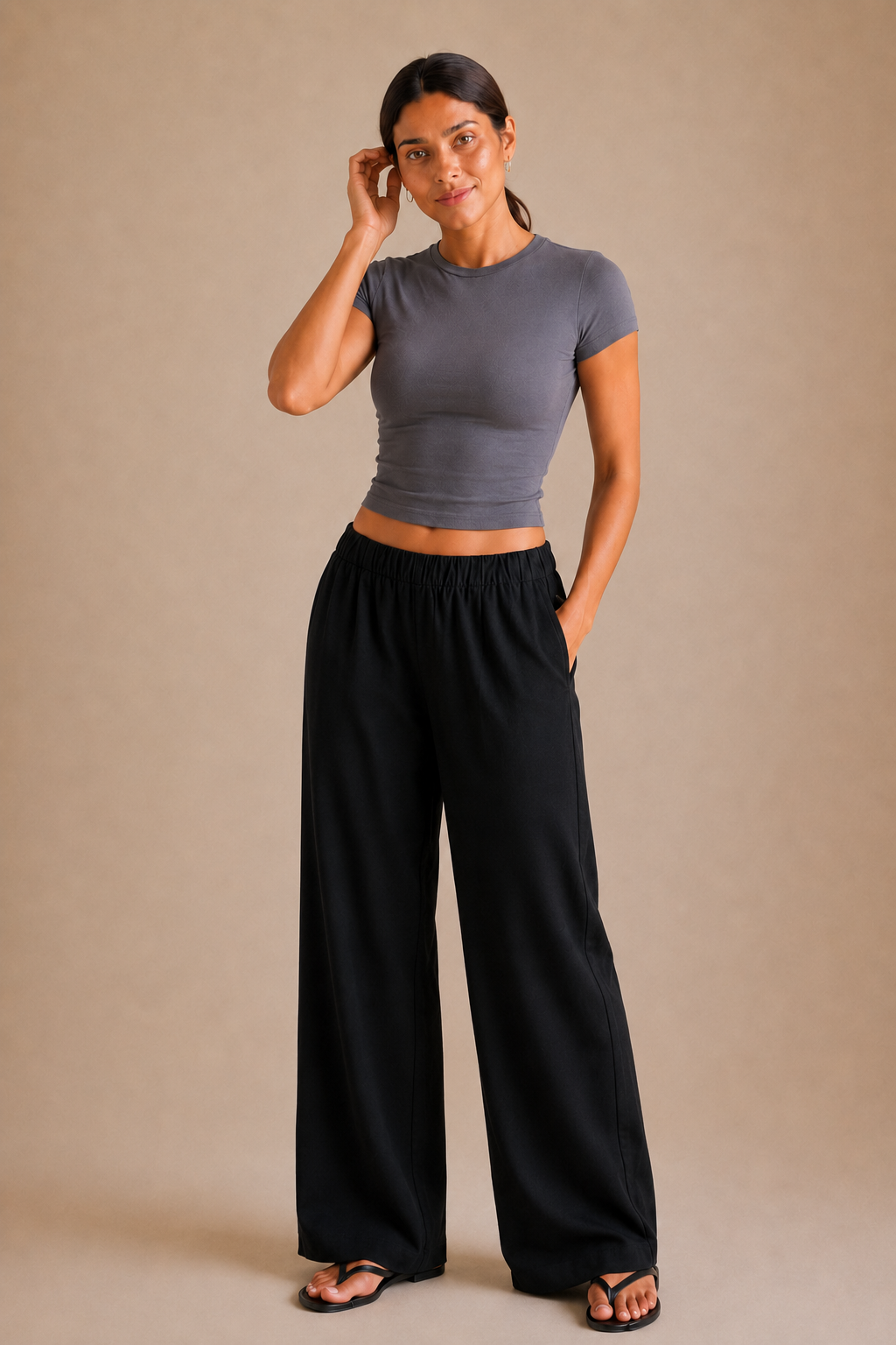 Fitted Crew-Neck Tee - Gray front [[c:gray]]