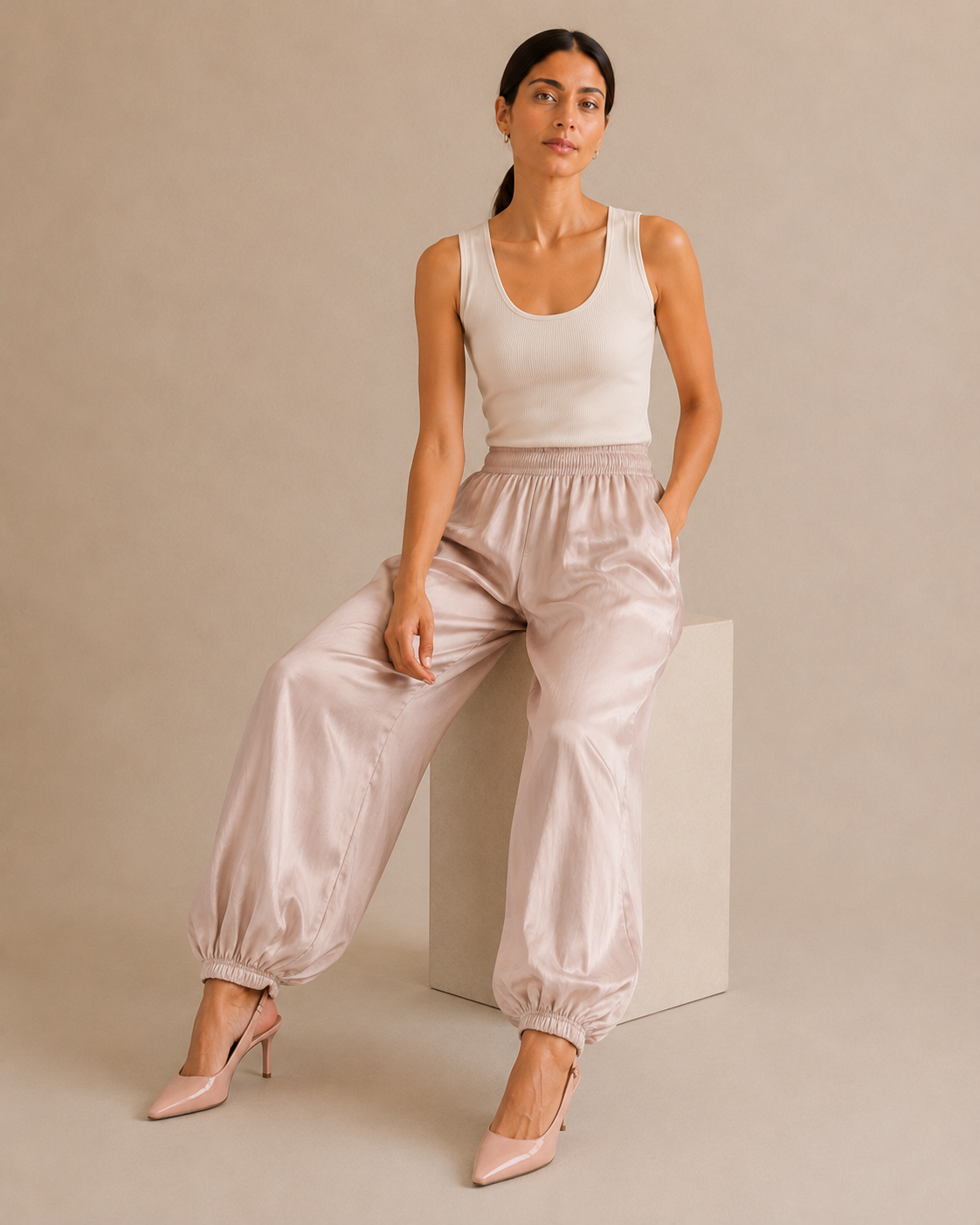 Pleated Balloon Trouser - Pink view [[c:pink]]