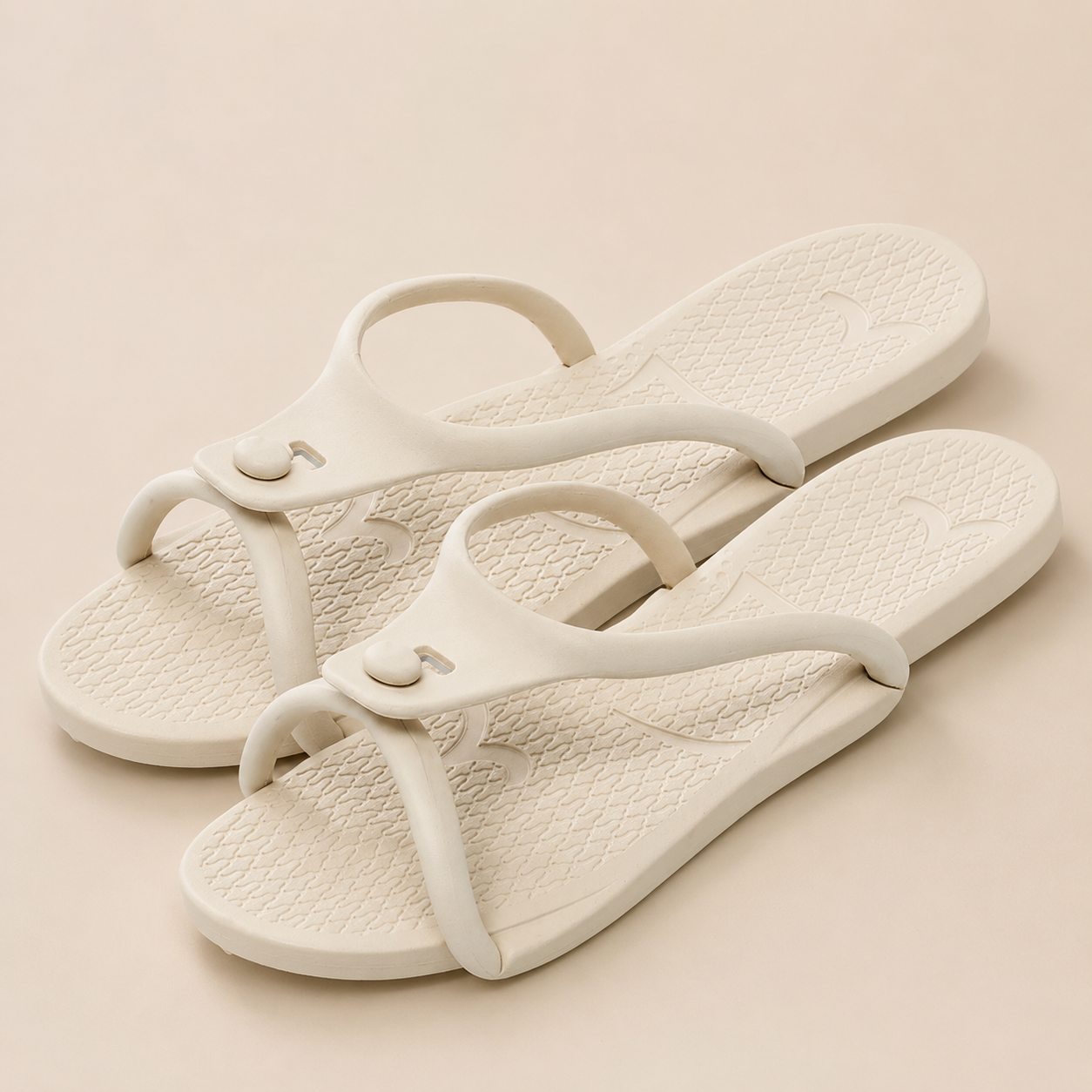 Foldable Travel Slippers - Beige front [[c:beige]]