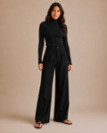 Slim Ribbed Turtleneck Sweater - Black front [[c:Black]]