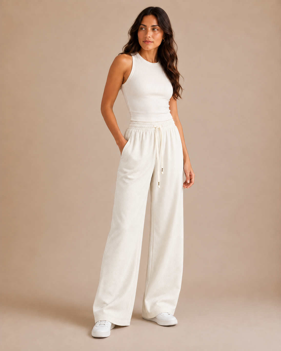 Wide-Leg Corduroy Pant - Cream angle [[c:Cream]]