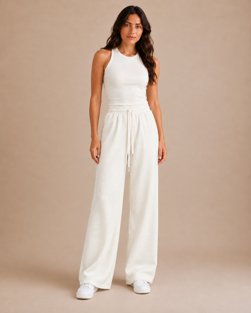 Wide-Leg Corduroy Pant - Cream front [[c:Cream]]